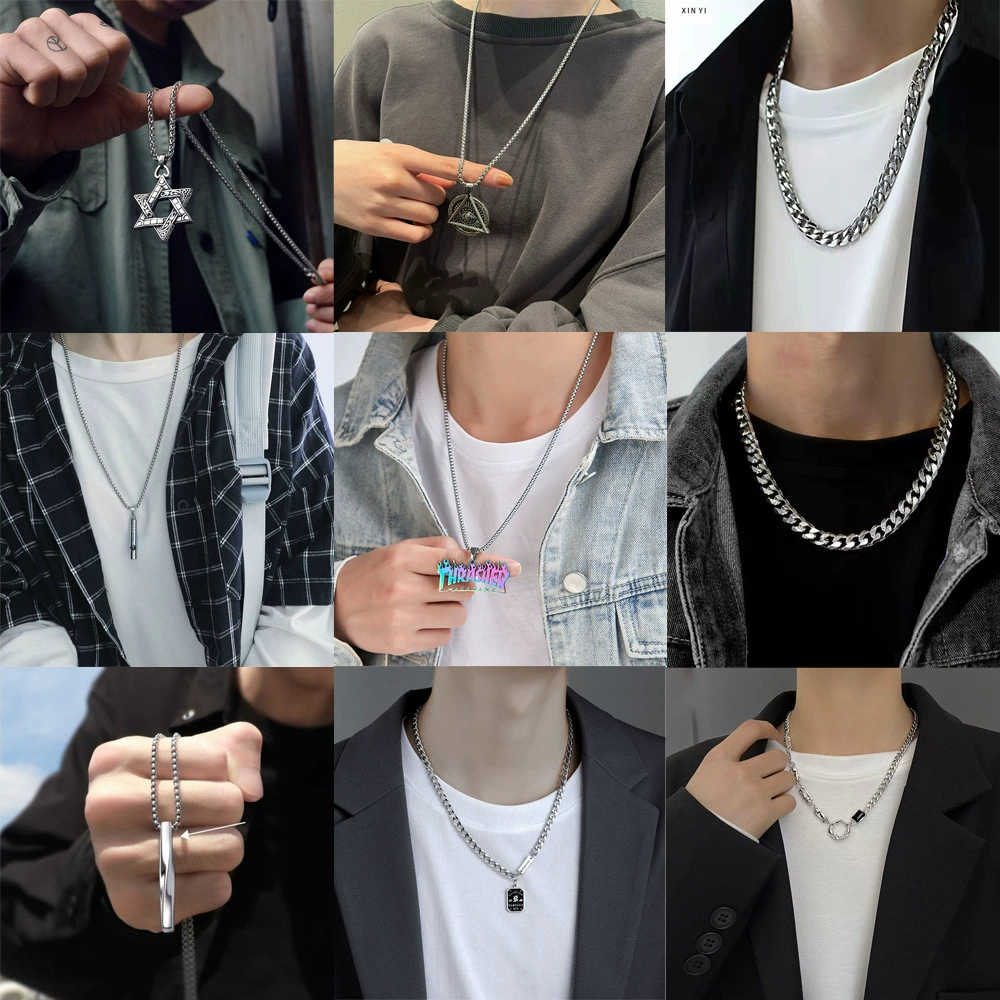 Fashion trend of net red collarbone necklace men Joker high sense simple men's necklace hip-hop jewelry wholesale
