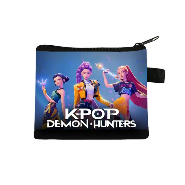 New Short Polyester Small Wallet Simple Design Anime Print K-Pop Hunter Girl Group Wallet Coin Card Holder