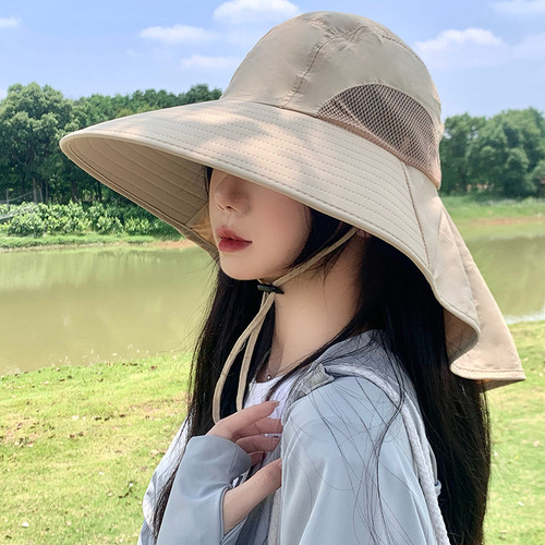 UV Protection Sunglasses Hat for Women Summer Outdoor Hiking Fishing Cap with Wide Brim, Riding Face Shielding and Neck Protection Sun Hat
