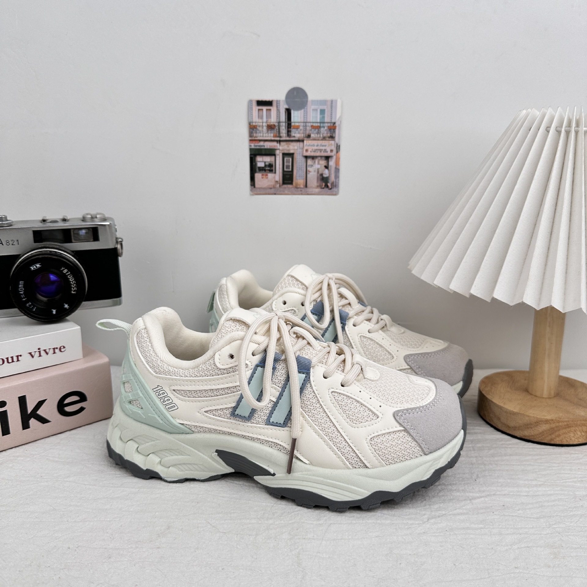 Yuanbo zapatos de papá y mujer 2025 otoño nuevo estilo versátil malla transpirable de fondo grueso elevados zapatos deportivos casuales