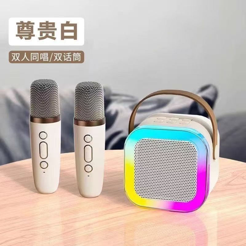 跨境爆款K12蓝牙音箱双麦音箱话筒一体机单麦直播家用K歌户外|undefined