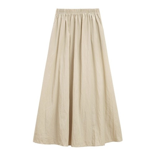Women's Summer 2024 New Retro High-Waist Slimming Elastic Waist A-Line Umbrella Skirt