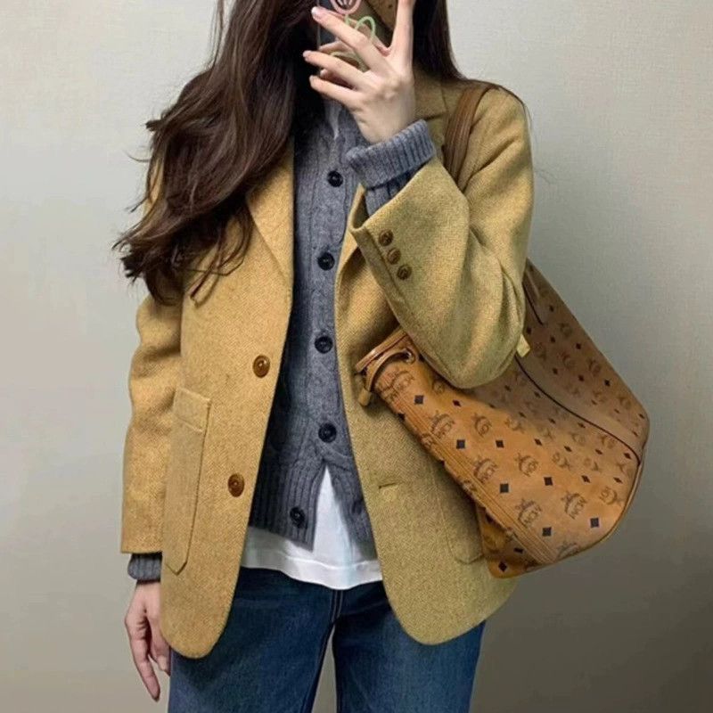 Casual Blazer Women's New Spring and Autumn Small Fragrance Suit Korean Style Versatile Lazy Top