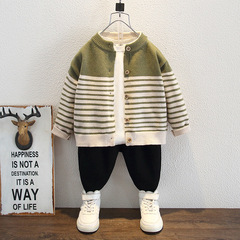 男童開衫毛衣春秋款2024新款中小童秋季兒童裝秋裝炸街針織衫外套