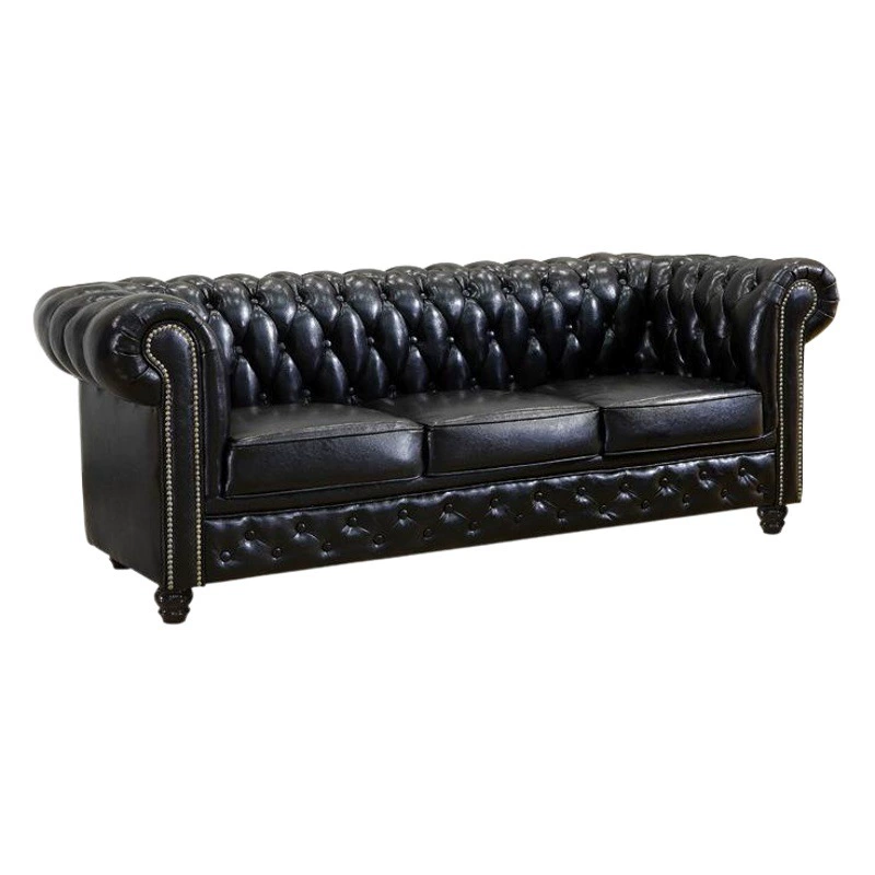 Американский ретро кожаный диван первый слой воловьей кожи Пряжка гостиная современная простая маленькая квартира трехместная мебель Foshan