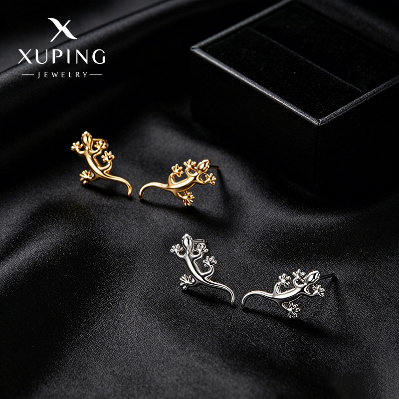 Xuping nuevo diseño de nicho de moda simple brillante pernos de orejas de gecko para hombres pequeños orejas al por mayor