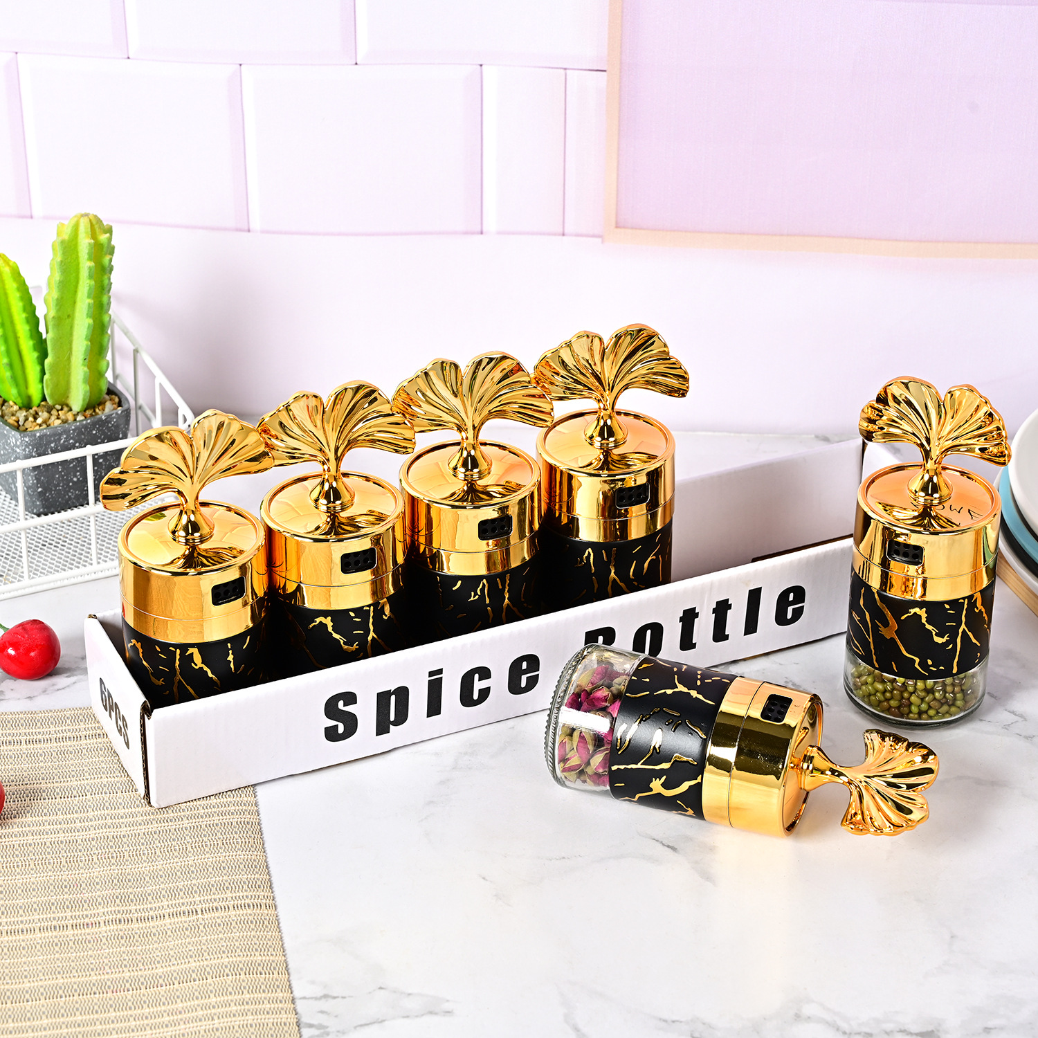 Amazon nuevo hogar cocina a prueba de humedad de vidrio sellado condimento botella cocina sabor sal condimento botella traje