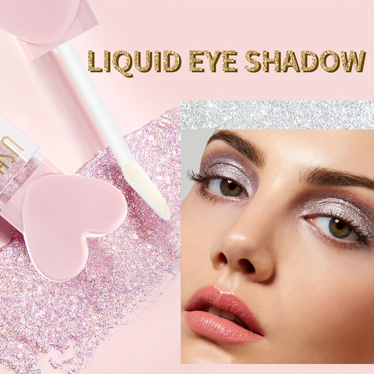 USHAS Sombra de ojos líquida de punto transfronterizo europeo y americano, película fina y brillante, sombra de ojos líquida impermeable de larga duración de alto brillo LG2533