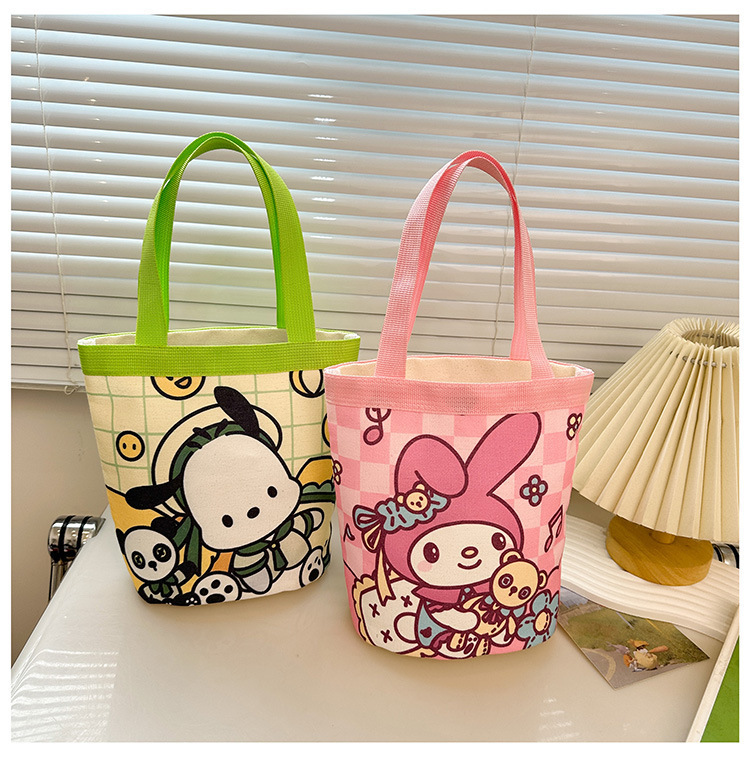 Bucket Portable Han Feng Girl Heart Mummy Lunch Bag Work Small Bag Children's Fun Graffiti Canvas Bag Cute Illustration