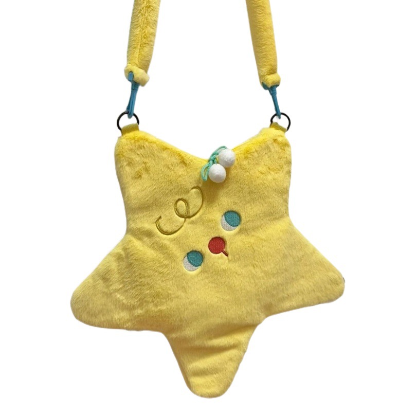 Pequeño Libro Rojo nuevo lindo todo fósforo estrella mensajero bolsa de dibujos animados felpa estrella de cinco puntas bolsa de hombro peludo nicho
