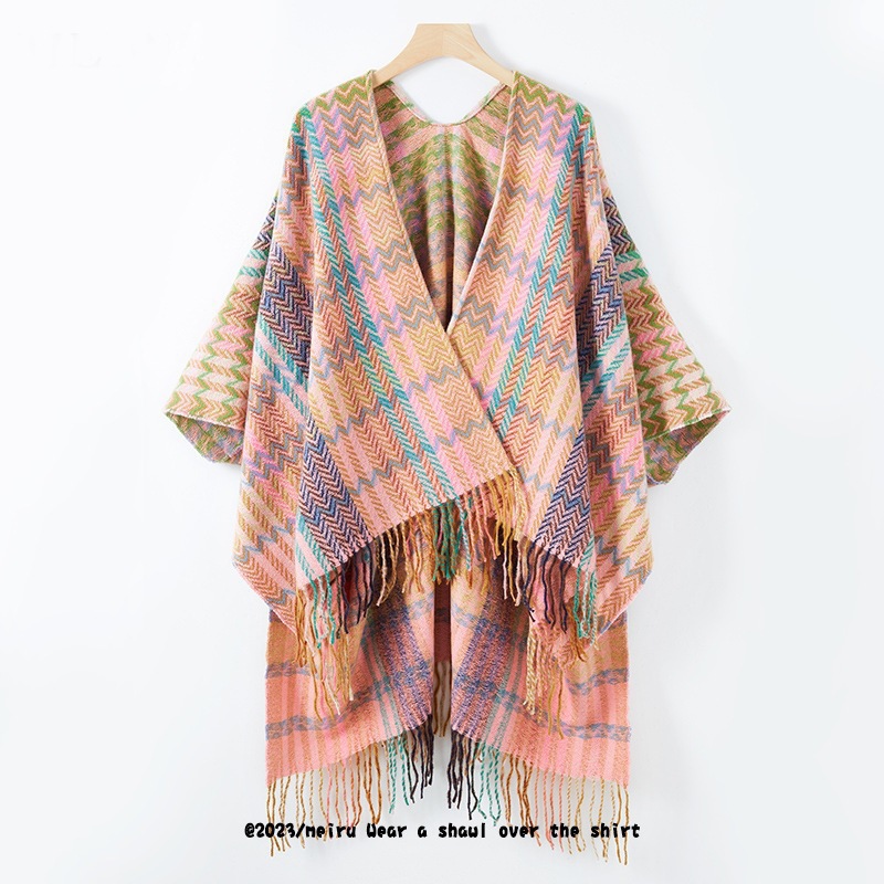 2026 nuevo producto con mangas mangas aire acondicionado chal Europa primavera y otoño invierno turismo nacional flange bifurcado chal