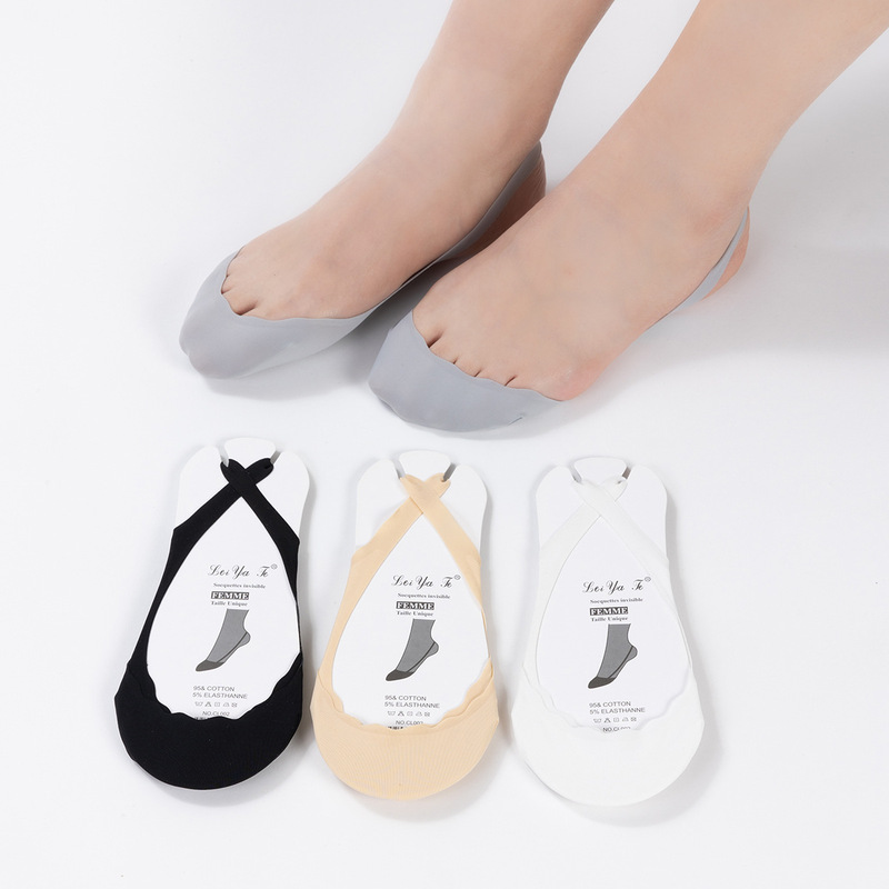 Summer Wave Sling High-Heeled Sandals Ice Silk Boat Socks Women's Invisible Half-Palm Seamless Soft Thin Breathable Sponge Pad Socks