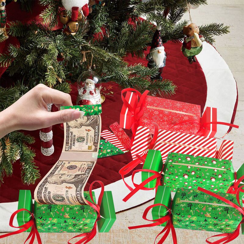 4 パッククリスマスサプライズマネーキャンディボックス子供用リボンレッドボックス装飾パーティーギフトボックスウェディングパーティー|undefined