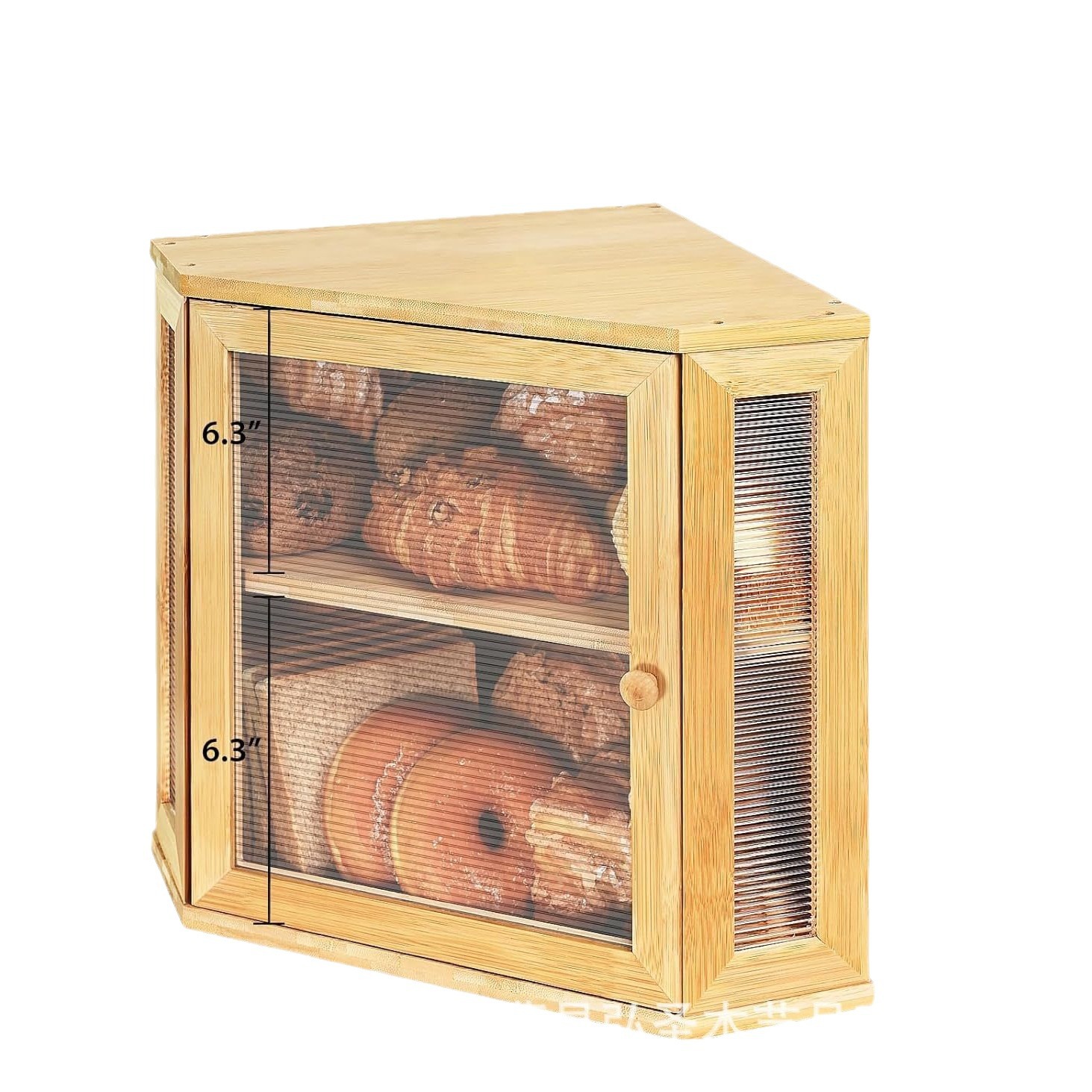 Caja de pan de bambú transfronteriza encimera de cocina caja de pan corrugado acrílico estante de almacenamiento de alimentos de cocina