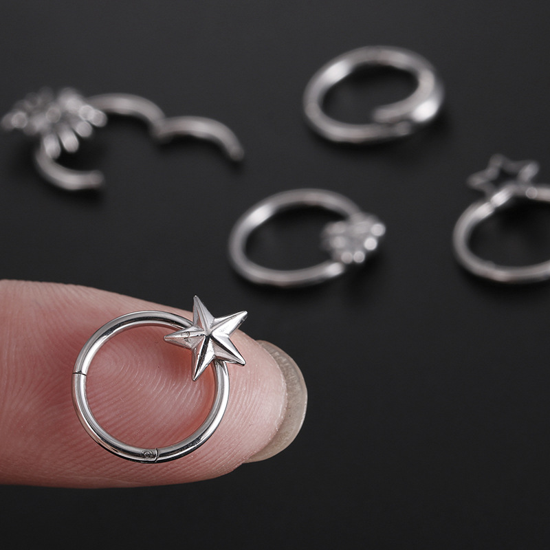 Star Pattern Hip-hop Star Titanium Steel Polishing Nose Ring Nose Pin