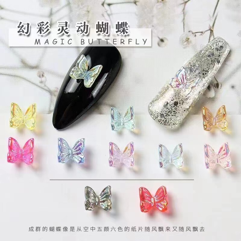 crystal butterfly transparent nail art patch diy accessories acrylic stereo handmade resin plastic accessories nail imitation