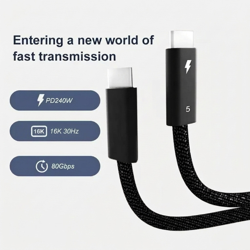 Coaxial Silver-Plated Thunderbolt 5 Charging Cable 240W Fast Charging Cable Navigation Device Wiring Anti-Interference Drone Thunderbolt 5 Coaxial Silver-Plated Thunderbolt 5 Charging Cable 240W Fast Charging Cable Navigation Device Wiring Anti-Interference Drone Thunderbolt 5