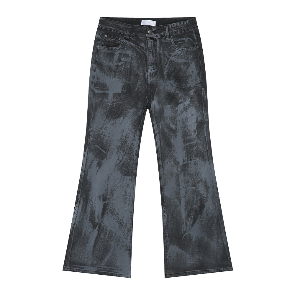 MTLCLOTHES Hombres| Otoño callejera recubrimiento de bocina jeans retro lavado suelto hacer viejos pantalones pintados