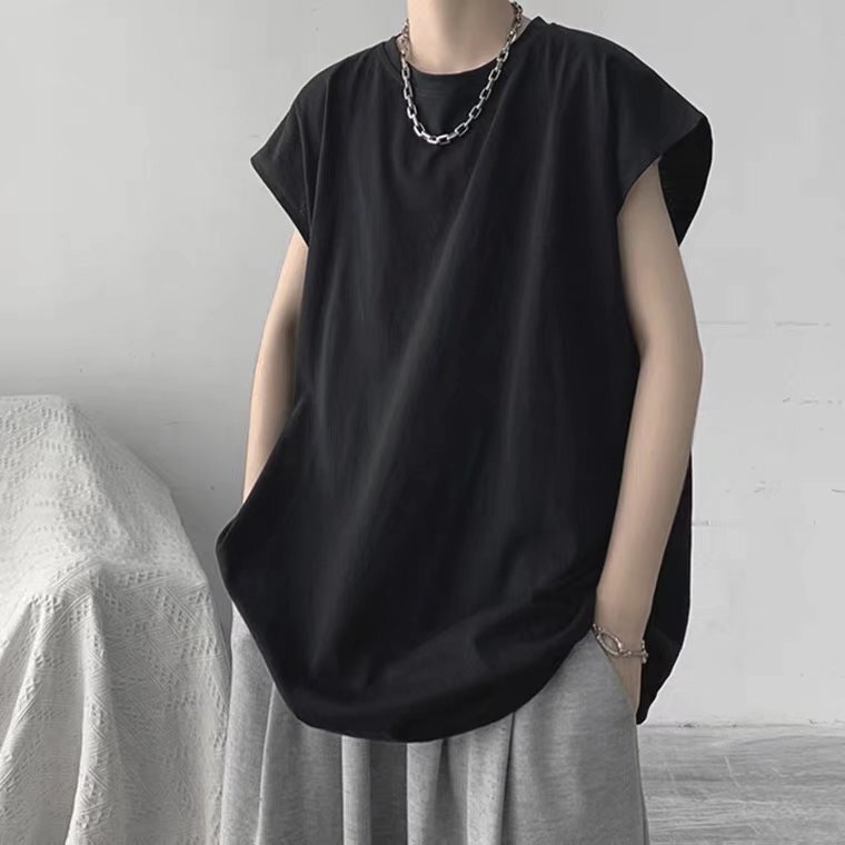 Summer trendy versatile sleeveless vest for men, ins-style, suitable for outerwear, Hong Kong style, loose and simple, youth sports tank top T-shirt