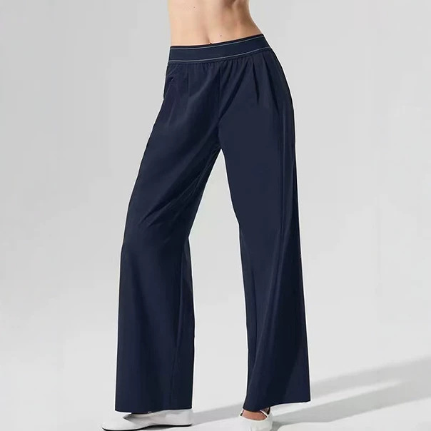New Woven Sports Pants, Casual Drapey Straight-Leg Pants, Quick-Dry Breathable High-Waisted Women's Pants