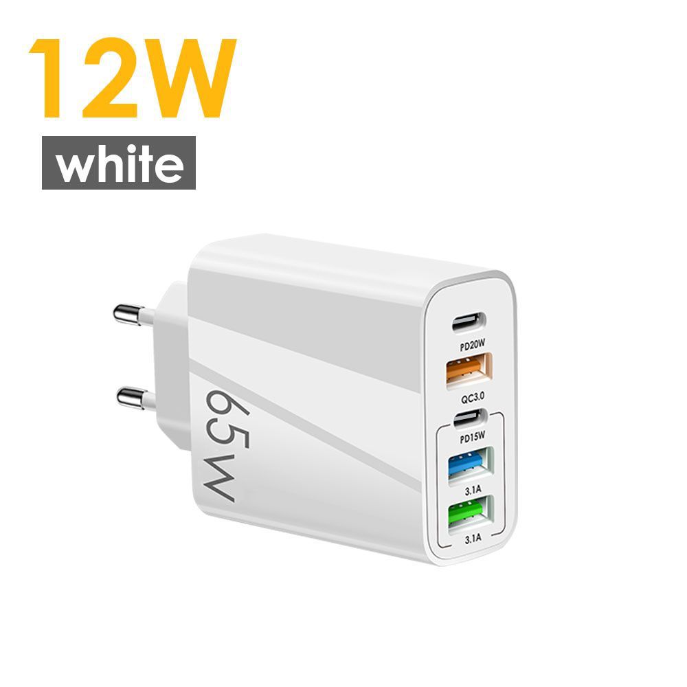 Nuevo PD65W carga rápida cargador de teléfono móvil 5V4A europeo y americano británico PD + 3USB adaptador multi-Puerto Cabeza de carga