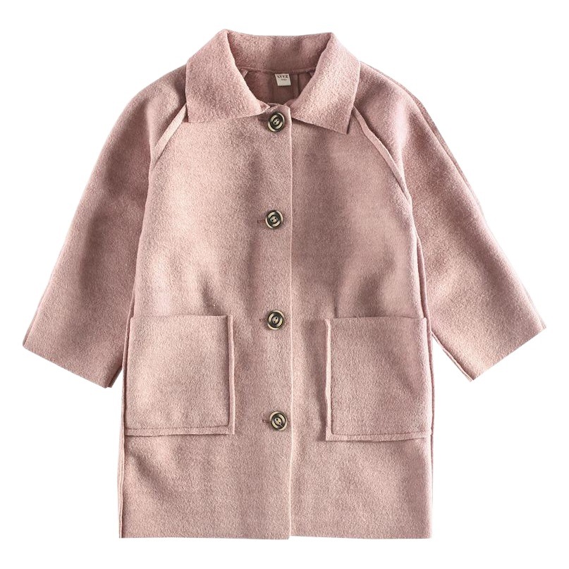 Children's Clothing Girls' Woolen Coats Thickeneded Double-Sided Woolen Coats 2024 New Style Medium and Large Children's Korean Style Mid-Length Coats Trendy