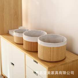 跨境竹编桌面收纳盒多规可定化妆品香水储物盒学生杂物书本整理筐