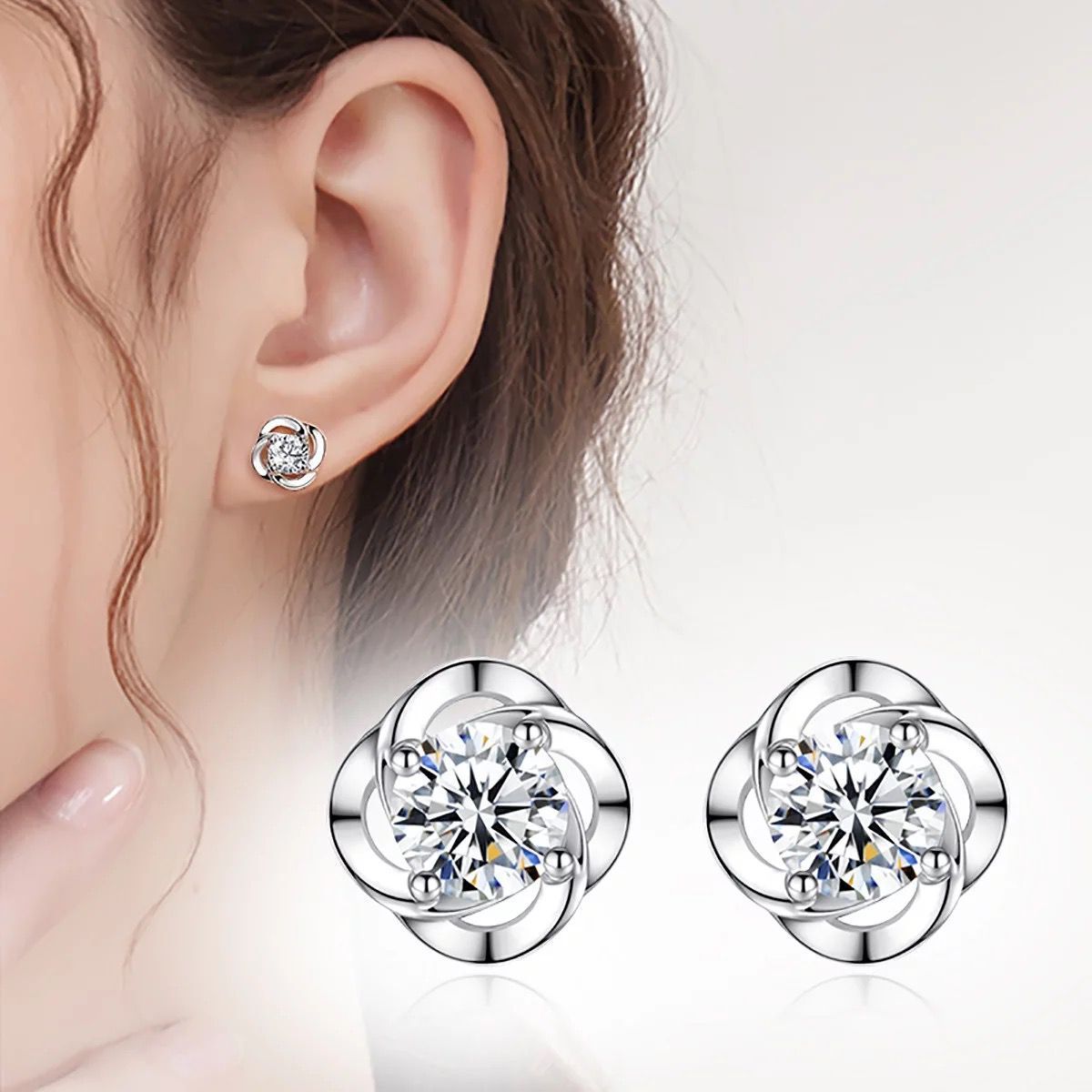 New 925 sterling silver earrings female...