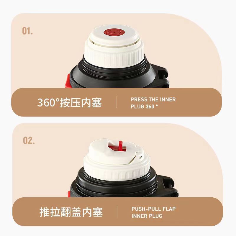 Thermos Pot Large Capacity Warm Water Cup Stainless Steel Thermos Outdoor Portable Travel Hot Water Pot