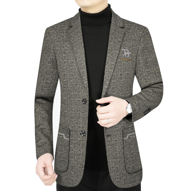 Spring and Autumn 2024 New Fashionable Slim-fit Small Suit Korean Style Middle-aged and Young Men's Fashionable Casual Suit Jacket Trendy