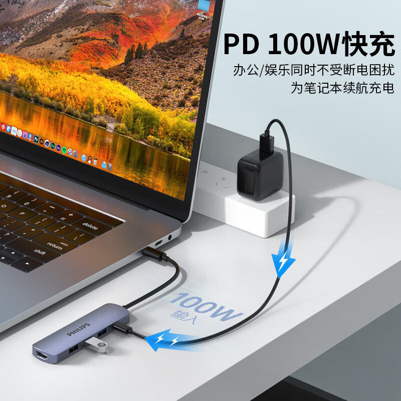 Philips Type-C Dock USB-C a HDMI 4K 60Hz convertidor de pantalla Thunderbolt 4 Dock divisor