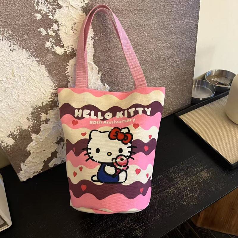 2026 Cute Illustration Bucket Handbag Large Capacity Canvas Bag Korean Style Girl's Tote Bag Mommy's Lunch Bag for Work 2026 Cute Illustration Bucket Handbag Large Capacity Canvas Bag Korean Style Girl's Tote Bag Mommy's Lunch Bag for Work