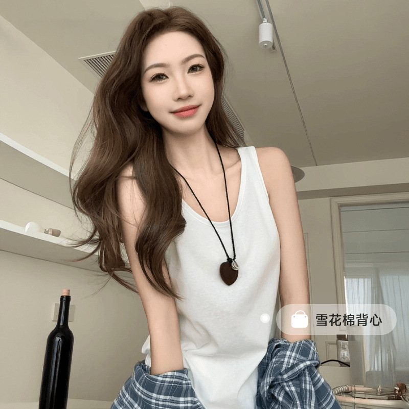 Carefully Selected Snowflake Cotton Tank Tops for Women, Suitable for Wearing as an Inner Layer or Outerwear in Summer, Covering the Body and Side Breasts, with a Lazy Style and Loose Fit