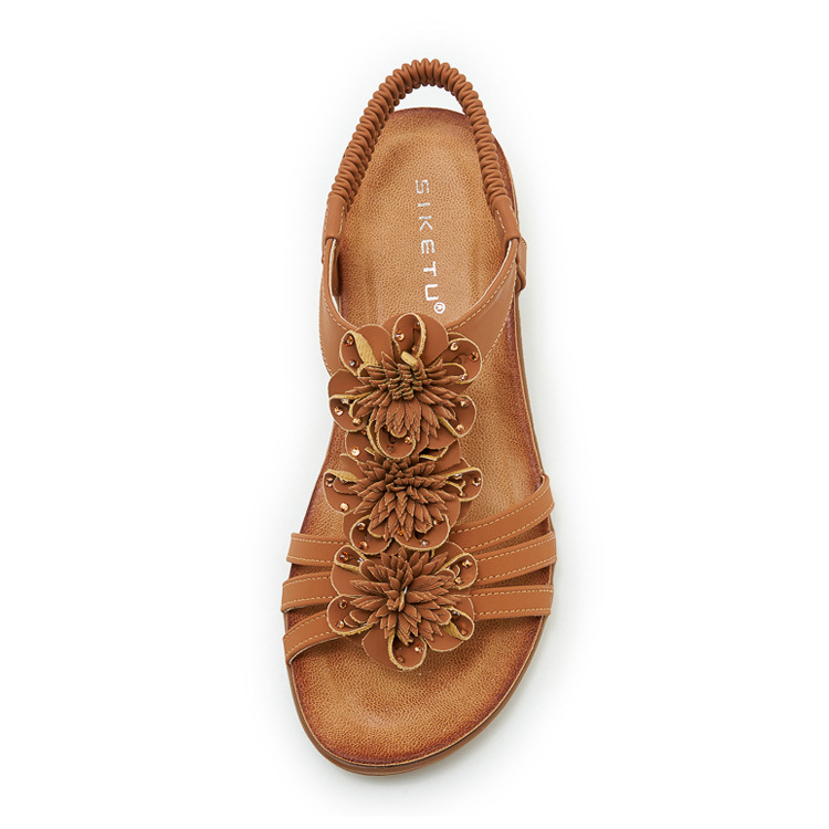 Sandal nữ quai mảnh họa tiết hoa đế xuồng cao gót 9 cm — màu nâu, màu đen, màu mơ chi tiết 31