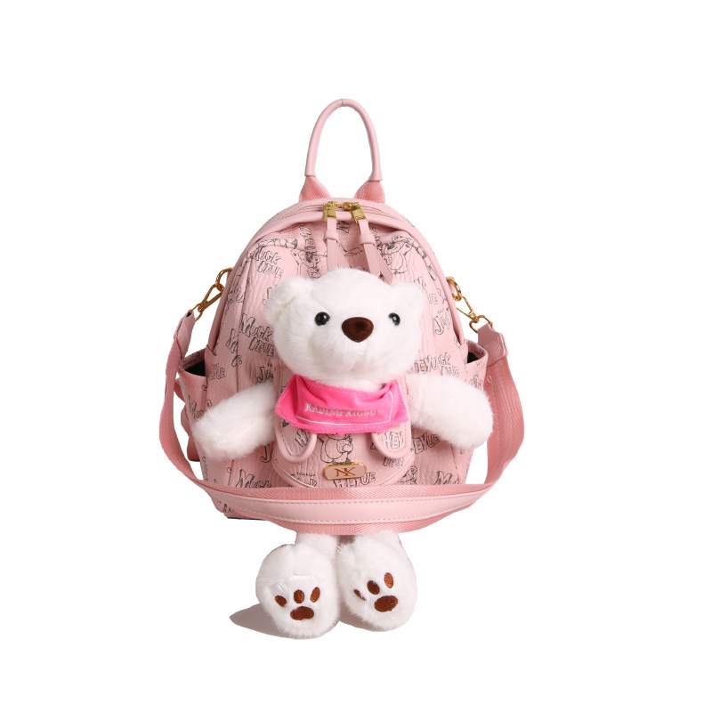 Mochila de mujer de gran capacidad transfronteriza, mochila de oso de peluche tridimensional, mochila de estilo exterior, mochila de estudiantes universitarios, mujer