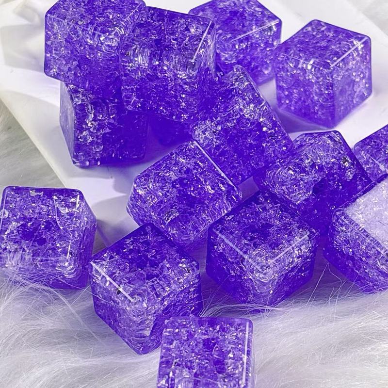 18mm爆花水晶仿真平面冰块方块DIY手工饰品配件材料彩色爆花冰裂|undefined