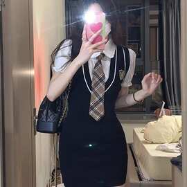 2026夏季连衣裙子女学院风韩版ins甜辣妹气质短裙包臀裙JK制服女