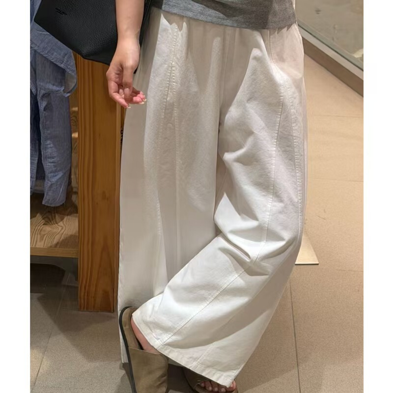 Japanese-Style White Balloon Pants, Nine-Point Wide-Leg Pants, Harajuku Style, Slimming, Hip-Covering, Retro Versatile, Lazy Style Casual Pants Japanese-Style White Balloon Pants, Nine-Point Wide-Leg Pants, Harajuku Style, Slimming, Hip-Covering, Retro Versatile, Lazy Style Casual Pants