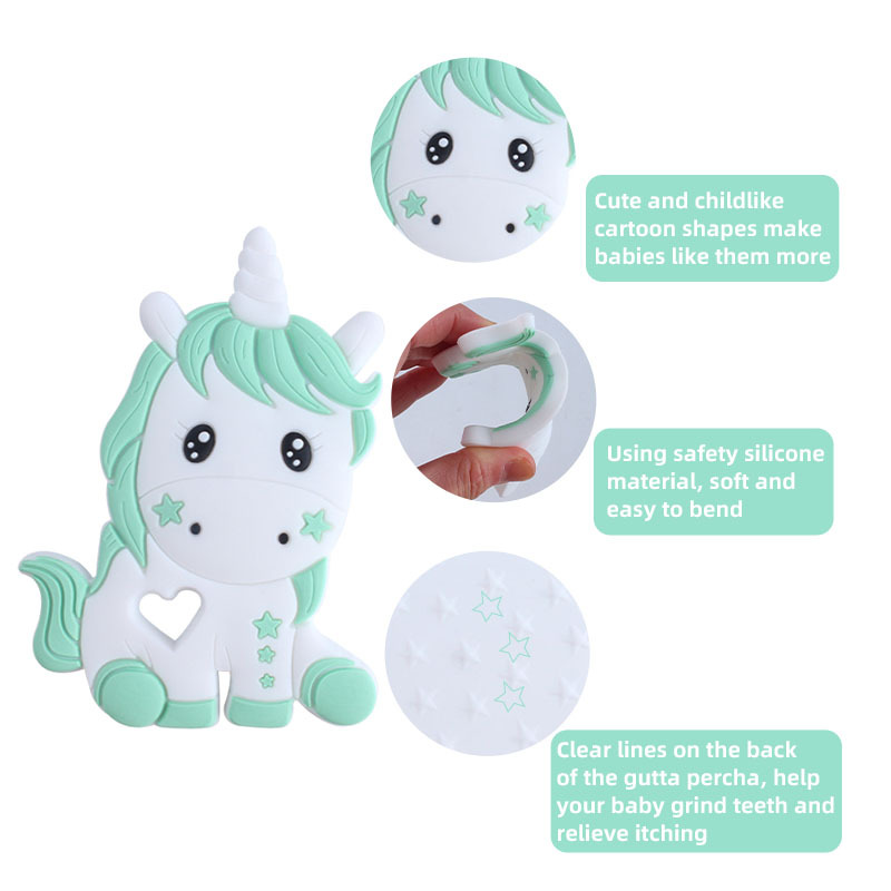 Creativo DIY bebé suministros de dibujos animados silicona unicornio juguete teether palo Amazon nuevo