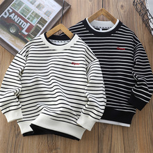 童条纹圆领宽松长袖卫衣百搭上衣中大童亲子秋款童装中大童j5326