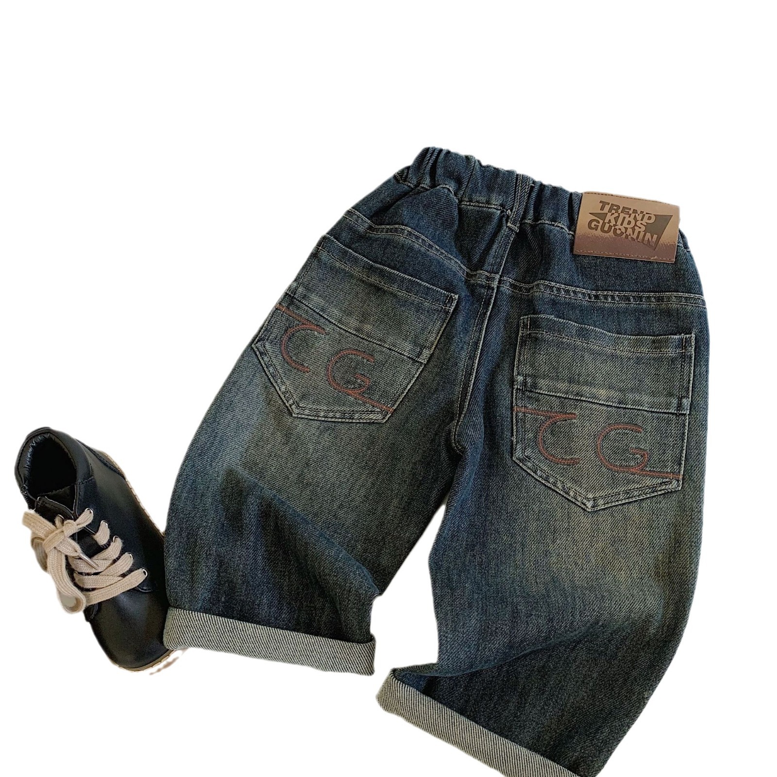 Jeans para niños Mai Bao 202 primavera nuevos productos de ropa infantil bolsillo bordado pantalones casuales para niños rectos pantalones largos image 5