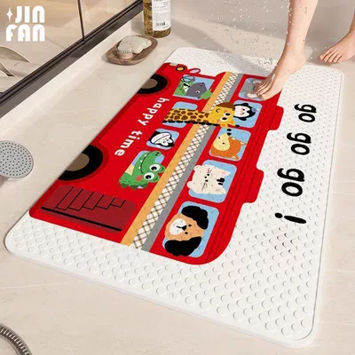 baby bath anti-fall waterproof mat, Avtomobil döşəmə paspasları - animal-double-decker-bus-square-suction-cup-floor-mat-4070cm
