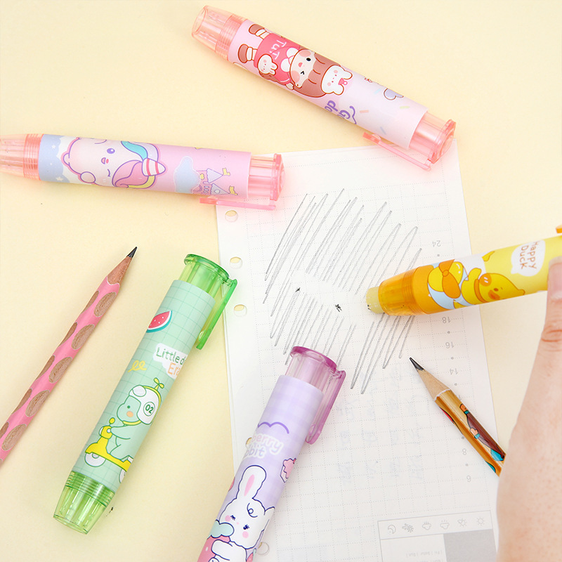 Juego de borradores tipo bolígrafo con borrador recargable, borrador de corrección de bajo residuo, especialmente diseñado para estudiantes de primaria, papelería para estudiantes, borrable.