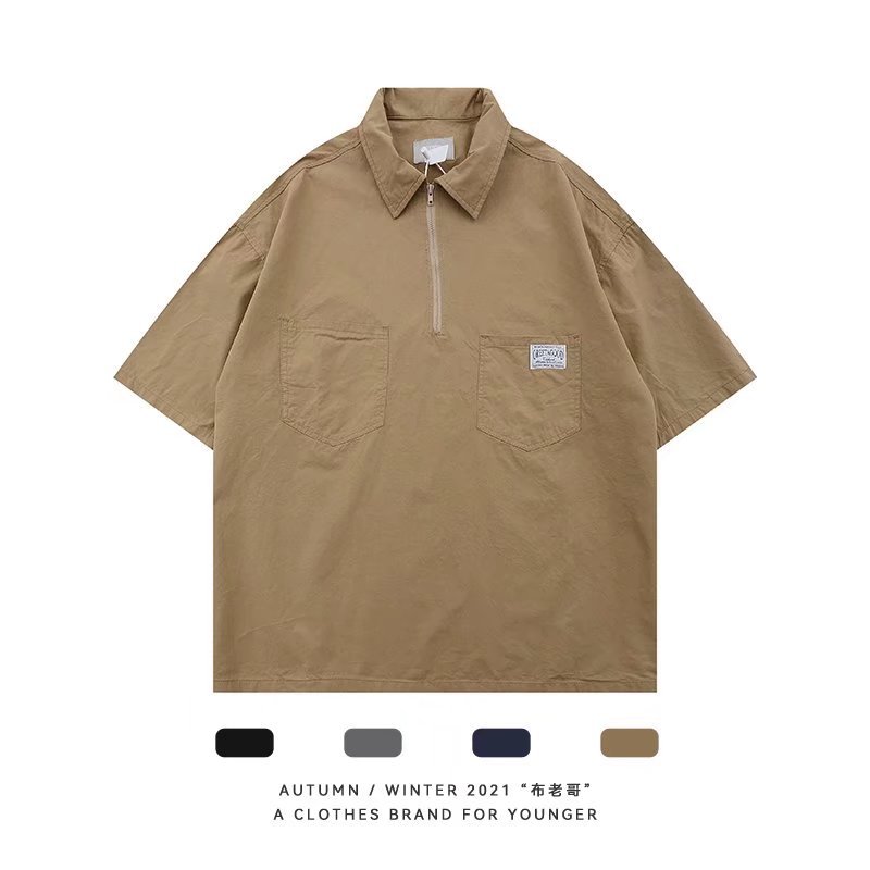 Camisa POLO para hombre de verano, solapa, camiseta de manga corta, tendencia, simple, gris, ropa superior, ropa de hombre, medias mangas sueltas de verano