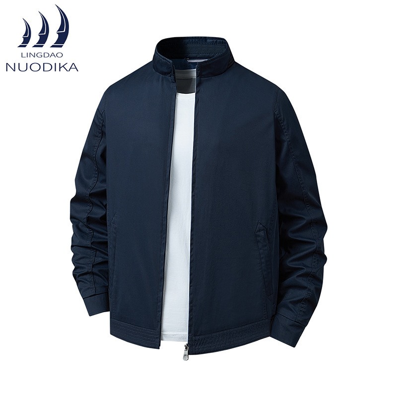 Stand Collar Jacket New Men's Spring and Autumn Business Casual Trendy Versatile Loose Plus Size Workwear Wholesale