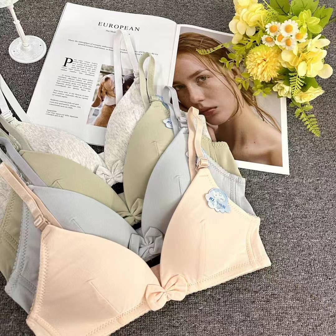 Nuevo estilo francés de alta calidad sujetador de moda de encaje jacquard transpirable ajustable cómodo tres filas de botones tipo ropa interior
