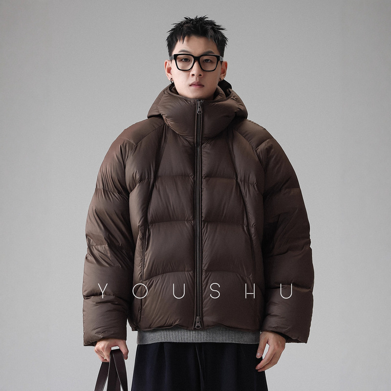 310g White Duck down High Collar Hooded Windproof Tire down Jacket Men's Winter 2025 New High down Jacket