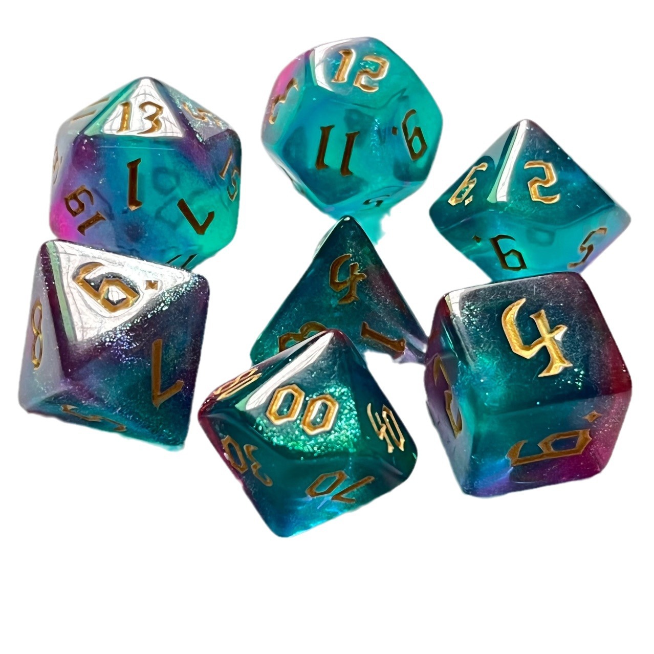 7 juegos de traje de camaleón de dos colores nueva fuente dados digitales de múltiples lados juego de tablero de juego de dragón y mazmorra fuera