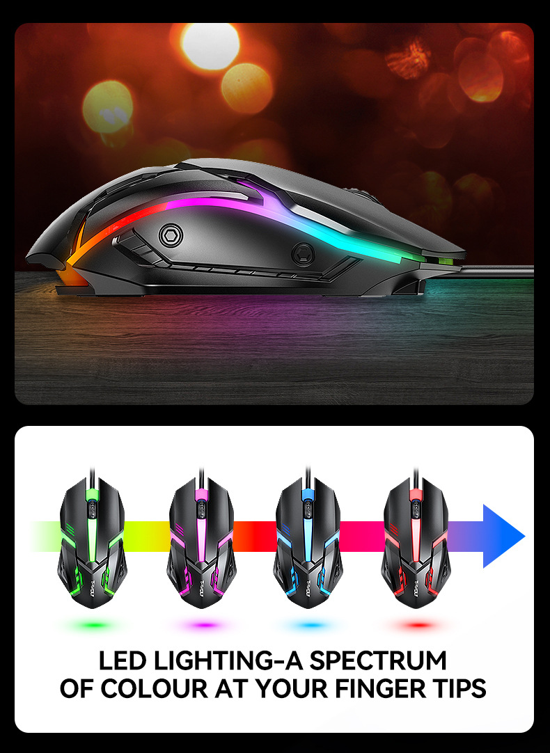 T-WOLF TF240 oyun klavyesi, mouse, kulaklık ve mouse pad seti dörtü bir arada İspanyolca versiyonu