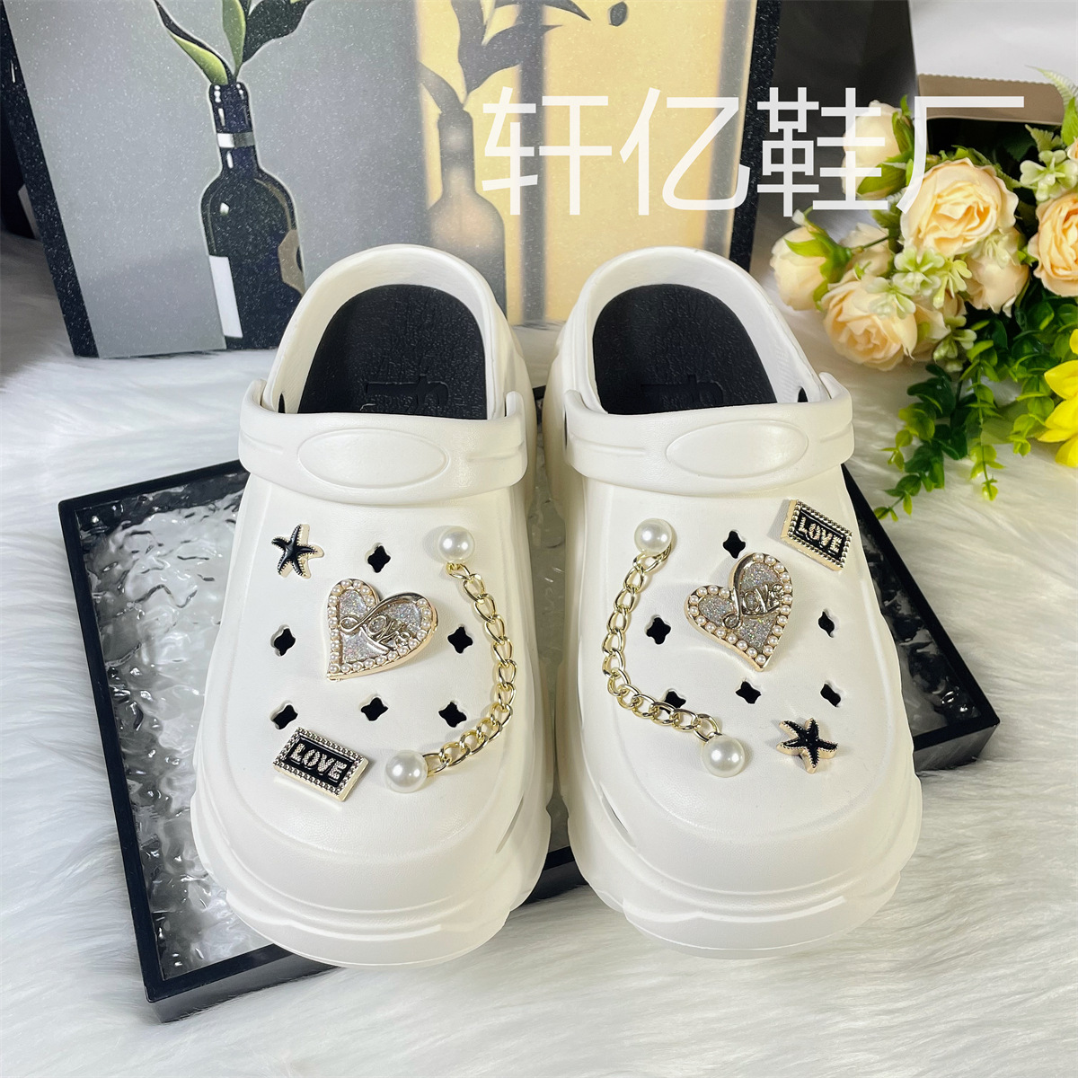 Nuevo ramo, zapatos de flores, agujeros de flores, accesorios de perlas tridimensionales de alta calidad, accesorios de bricolaje decorativos, zapatos de fragancia desmontables